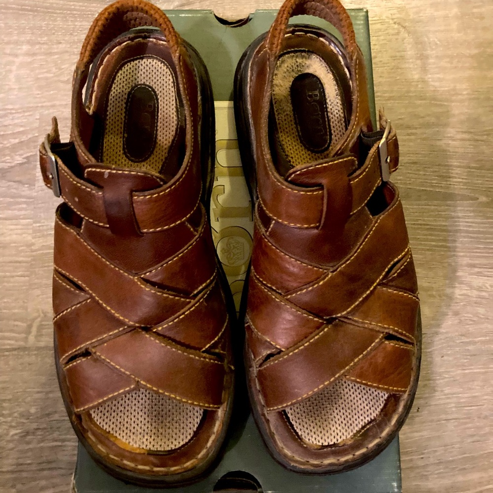 Born Manor Brown Tan Leather Sandals